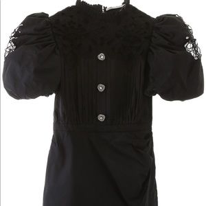 ALESSANDRA RICH TAFFETA PUFF SLEEVE DRESS